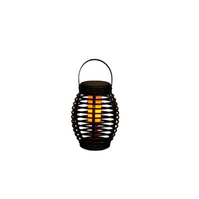 Solar lantaarn zwart d15x19 cm vlam-effect - Annas collection