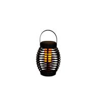 Solar lantaarn zwart d15x19 cm vlam-effect - Annas collection