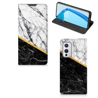 OnePlus 9 Standcase Marmer Wit Zwart - Origineel Cadeau Man - thumbnail