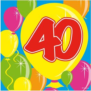 60x Veertig/40 jaar feest servetten Balloons 25 x 25 cm verjaardag/jubileum - Feestservetten
