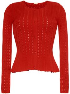 Adam Lippes cardigan en maille pointelle - Rouge