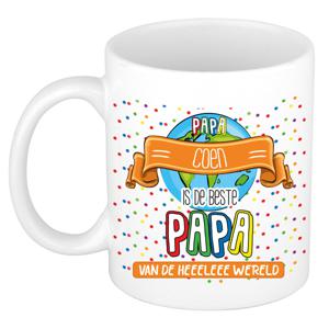 Naam mok papa Coen - wit - de beste - keramiek - 300 ml - Vaderdag/verjaardag