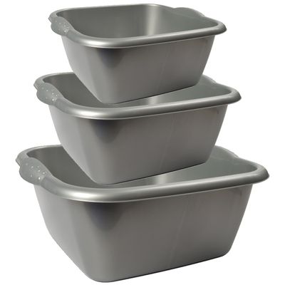 Voordeel set multi-functionele kunststof afwas teiltjes zilver in 3-formaten Voordeel set multi-functionele kunststof afwas teiltjes zilver in 3-formaten