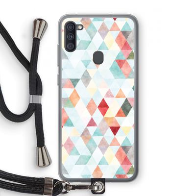 Gekleurde driehoekjes pastel: Samsung Galaxy A11 Transparant Hoesje met koord