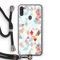 Gekleurde driehoekjes pastel: Samsung Galaxy A11 Transparant Hoesje met koord