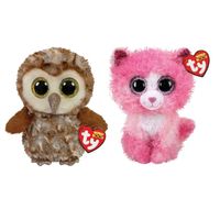 Ty - Knuffel - Beanie Boo's - Percy Owl & Reagan Cat - thumbnail