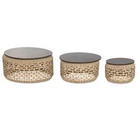 Set van 3 tafels Home ESPRIT Bruin 70 X 70 X 35 CM (3 Stuks)