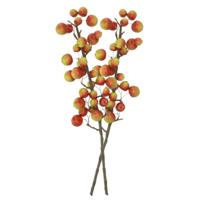 Kunstbloem fruit tak met appels - 2x - 66 cm - rood/groen - Kunst zijdebloemen