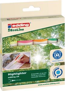 Edding Textmarker | neonkleuren geel/oranje/roze/lichtgroen | streepbreedte 2-5 mm spitse punt | 1 stuk - 4-24-4 4-24-4