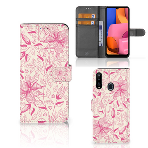 Samsung Galaxy A20s Hoesje Pink Flowers