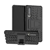Tire textuur TPU + PC schokbestendige behuizing voor Huawei P30 met houder (zwart)