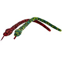 Pluche knuffel dieren set 2x Slangen rood en groen van 100 cm