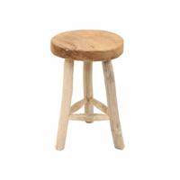 Van der Leeden Houten krukje - D30 x H45 cm - naturel - teakhout - zitkrukjes