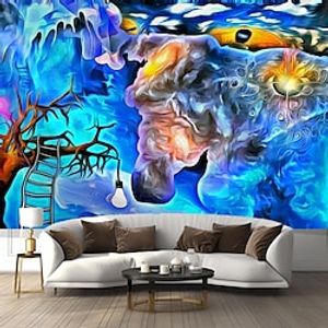 psychedelische trippy schilderij hangend tapijt kunst aan de muur groot tapijt muurschildering decor foto achtergrond deken gordijn thuis slaapkamer woonkamer decoratie Lightinthebox