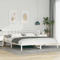 Bedframe met hoofdeinde Wit 200 x 200 cm Massief grenenhout