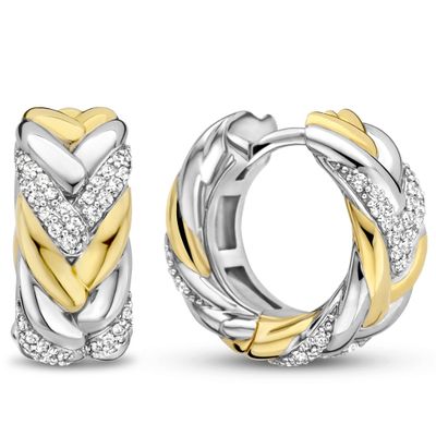 TI SENTO-Milano 7884ZY Oorringen zilver-zirconia goud-en zilverkleurig-wit 7 x 17 mm