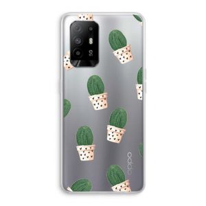 Cactusprint roze: Oppo A95 5G Transparant Hoesje