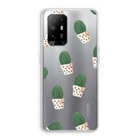 Cactusprint roze: Oppo A95 5G Transparant Hoesje