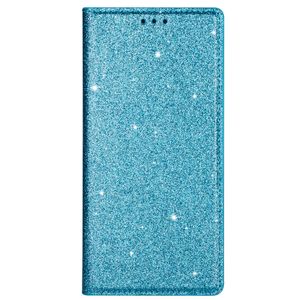 Samsung Galaxy A53 hoesje - Bookcase - Pasjeshouder - Portemonnee - Glitter - TPU - Blauw