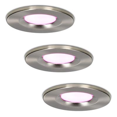 Set van 3 Venezia Smart inbouwspots - IP65 waterdicht - 6 Watt 450 lumen - Wifi + Bluetooth - RGBWW - Google Home, Amazon Alexa en Siri - RVS - Badkamer, binnen en buiten