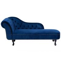 Beliani NIMES - Chaise longue-Blauw-Fluweel