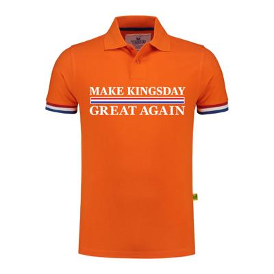 Koningsdag verkleed poloshirt heren - make kingsday great again - oranje