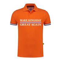Koningsdag verkleed poloshirt heren - make kingsday great again - oranje