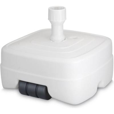 Parasolvoet met wieltjes - vierkant - wit - 48 x 48 cm - 50 liter - kunststof - vulbaar