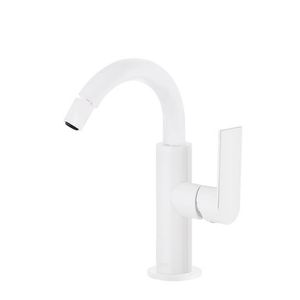 Bidetmengkraan Tres Loft Colors 1-Hendel Bidet Uitloop Gebogen 16,5 cm Rond Mat Wit Tres