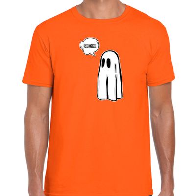 Halloween verkleed t-shirt heren - spook - oranje - geest - themafeest outfit