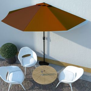 VidaXL Balkonparasol half met aluminium paal 300x155x223 cm terracotta