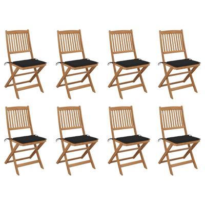 Tuinstoelen 8 st inklapbaar met kussens massief acaciahout