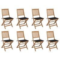 Tuinstoelen 8 st inklapbaar met kussens massief acaciahout