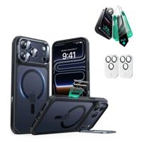 iPhone 17 Pro Bundle Classic Hybrid Magnetic Case (Camera Control, Stash Stand) and Armorite Screen Protector - Frosted Black