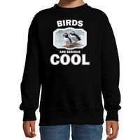 Dieren papegaaiduiker vogel sweater zwart kinderen - birds are cool trui jongens en meisjes - thumbnail