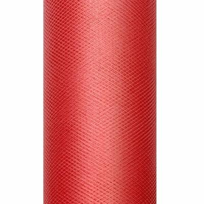 Glitter tule stof - rood - 15 x 900 cm - hobbyartikelen/knutselspullen