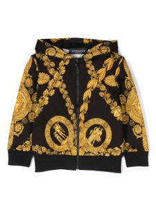 Versace Kids hoodie en coton à imprimé Barocco - Noir