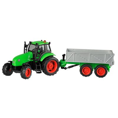 Kids Globe globe tractor met aanhanger licht & geluid 1:32