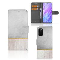 Samsung Galaxy S20 | Book Style Case | Wood Concrete | Portemonnee hoesje Samsung Galaxy S20 | Book Style Case | Wood Concrete | Portemonnee hoesje