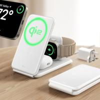 Qi2 3-in-1 Travel Wireless Charging Set - White - UK Plug