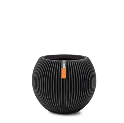 Capi nature groove bol bloempot 12x10 cm zwart