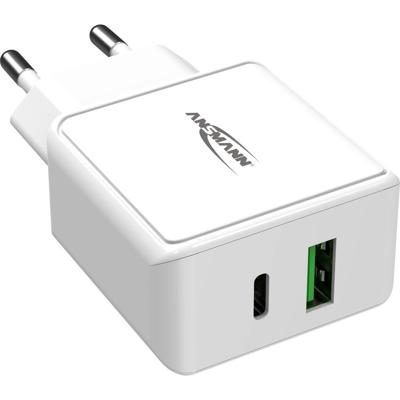 Ansmann HomeCharger HC218PD USB-oplader 18 W 1x USB-A, 1x USB-C USB PD Wit Binnen