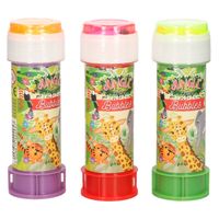 3x Jungle/safari dieren bellenblaas flesjes met bal spelletje in dop 60 ml voor kinderen - Bellenblaas - thumbnail