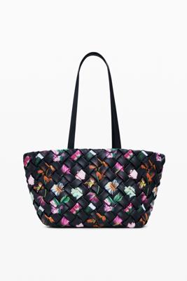 Shopper tas met bloemen - BLACK - U