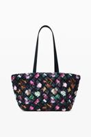 Shopper tas met bloemen - BLACK - U