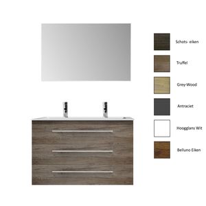 Badkamermeubelset Sanicare Q4 Drie Soft-Close Laden 100x45 cm Truffel (0,1 of 2 Kraangaten)