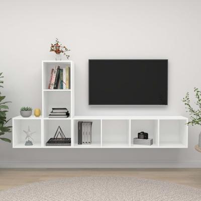 3-delige Tv-meubelset spaanplaat wit