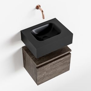 MONDIAZ ANDOR 40cm toiletmeubel dark brown. LEX 40cm wastafel urban midden geen kraangat