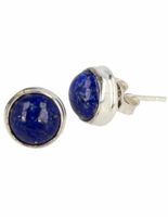 Zilveren Oorstekers Lapis Lazuli Rond - 925 Sterling - thumbnail