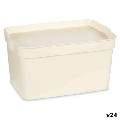 Opbergbak met Deksel Kipit Crème Plastic 2,3 L (24 Stuks)